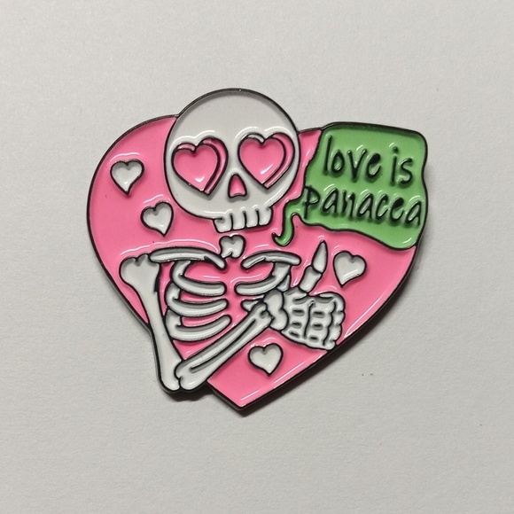 2/$10 Skeleton Heart Enamel Pin - Picture 1 of 3